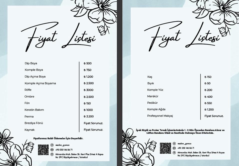 Salon Gonca Fiyat Listesi